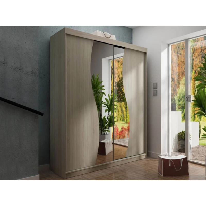 Zrcadlová šatní skříň 150 cm ELVIRA 4 - dub sonoma