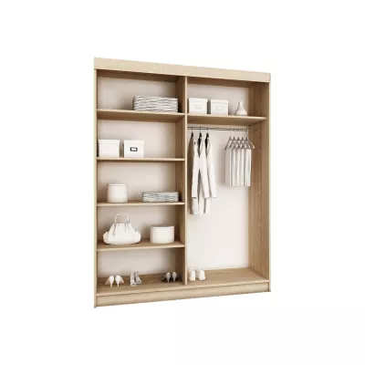 Zrcadlová šatní skříň 150 cm s RGB LED osvětlením ELVIRA 4 - dub sonoma