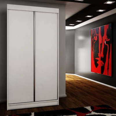 Šatní skříň 100 cm s modrým LED osvětlením ELVIRA 3 - bílá