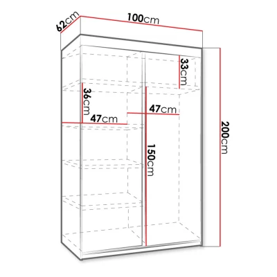 Šatní skříň 100 cm ELVIRA 3 - jasan tmavý