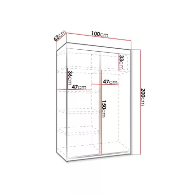 Šatní skříň 100 cm ELVIRA 3 - jasan tmavý