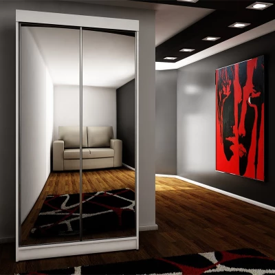 Zrcadlová šatní skříň 100 cm s RGB LED osvětlením ELVIRA 1 - bílá