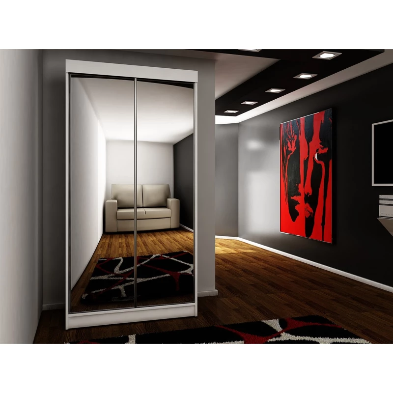 Zrcadlová šatní skříň 100 cm s RGB LED osvětlením ELVIRA 1 - bílá