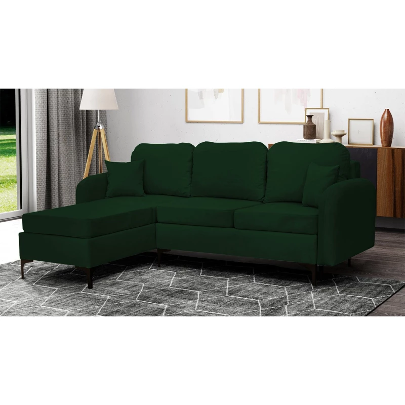 Rohová sedačka na každodenní spaní ZAPHIRA - zelená, levý roh