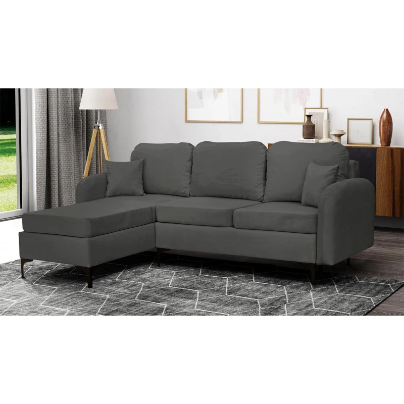 Rohová sedačka na každodenní spaní ZAPHIRA - šedá, levý roh