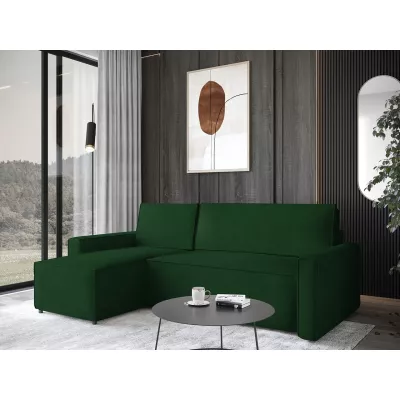 Rohová sedačka na každodenní spaní ZAVIERA - zelená, levý roh