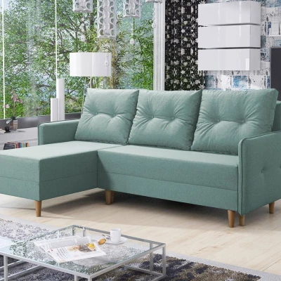 Rozkládací rohová sedací souprava RICARDA - světlá modrá