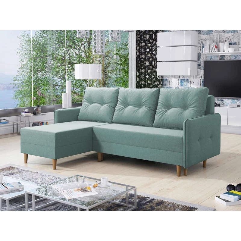 Rozkládací rohová sedací souprava RICARDA - světlá modrá