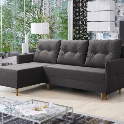 Rozkládací rohová sedací souprava RICARDA - tmavá šedá