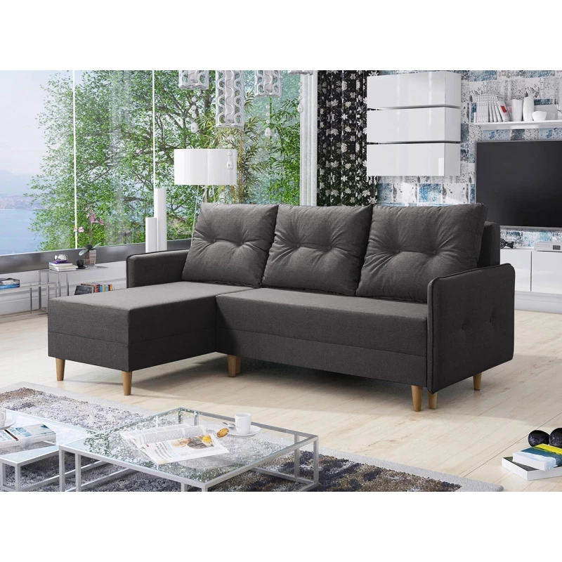 Rozkládací rohová sedací souprava RICARDA - tmavá šedá