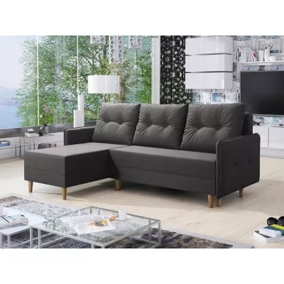 Rozkládací rohová sedací souprava RICARDA - tmavá šedá