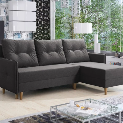 Rozkládací rohová sedací souprava RICARDA - tmavá šedá