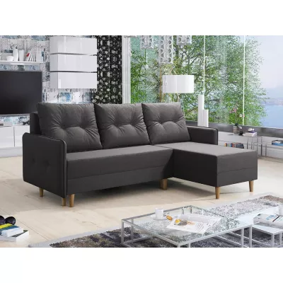 Rozkládací rohová sedací souprava RICARDA - tmavá šedá