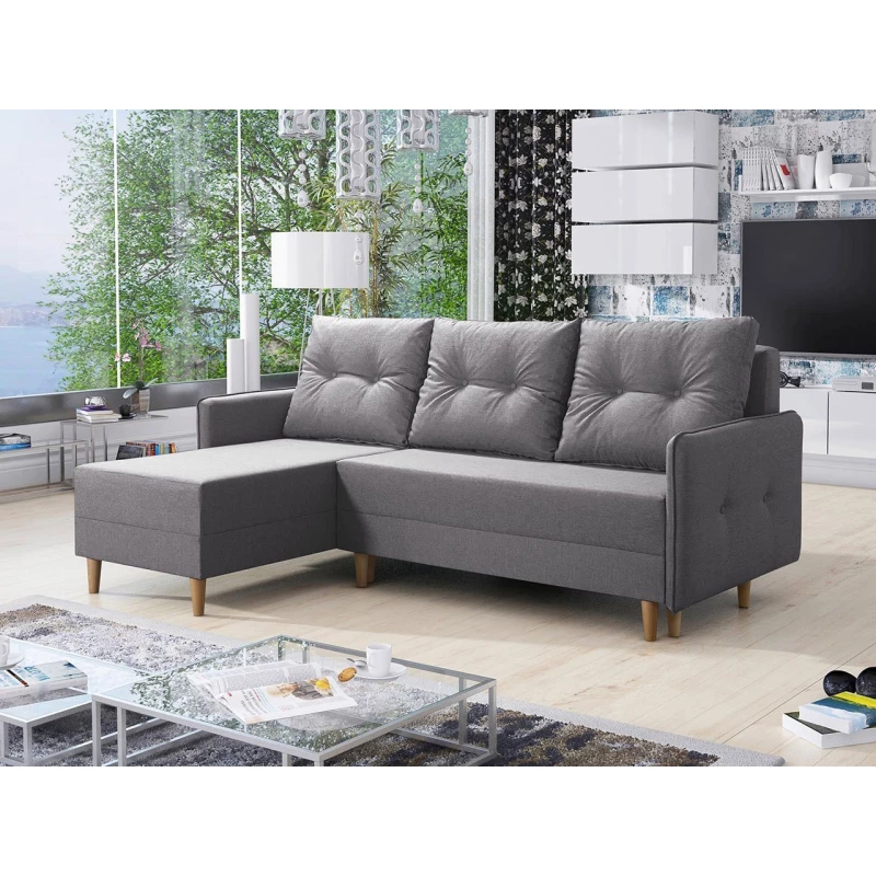 Rozkládací rohová sedací souprava RICARDA - šedá