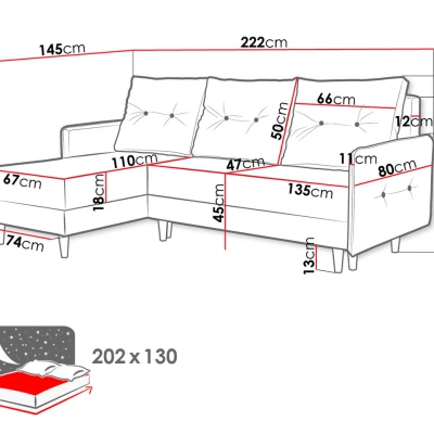 Rozkládací rohová sedací souprava RICARDA - šedá