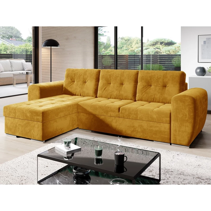 Rohová rozkládací sedačka PURISIMA - žlutá