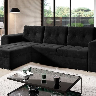 Rohová rozkládací sedačka PURISIMA - černá