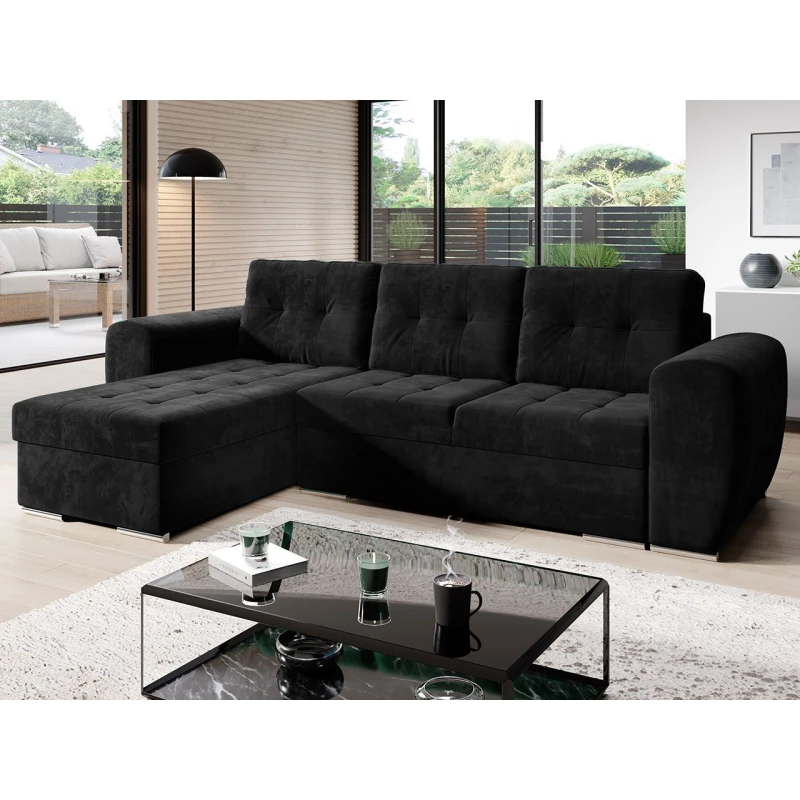 Rohová rozkládací sedačka PURISIMA - černá