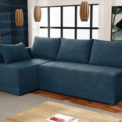 Rohová rozkládací sedací souprava UVERAL - modrá, levý roh