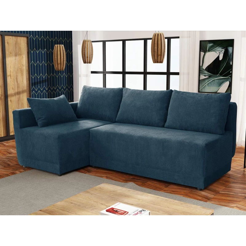 Rohová rozkládací sedací souprava UVERAL - modrá, levý roh