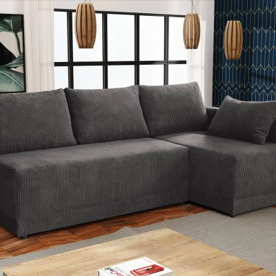 Rohová rozkládací sedací souprava UVERAL - tmavá šedá, pravý roh