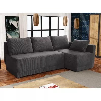 Rohová rozkládací sedací souprava UVERAL - tmavá šedá, pravý roh