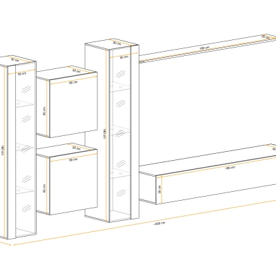 Obývací stěna RIONATA 16 - černá / dub wotan