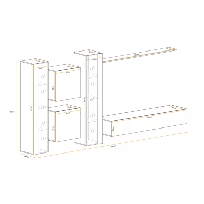 Obývací stěna RIONATA 16 - černá / dub wotan