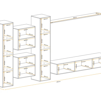 Obývací stěna RIONATA 16 - černá / dub wotan