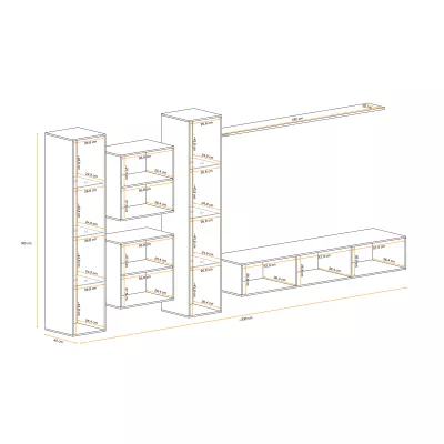 Obývací stěna RIONATA 16 - černá / dub wotan