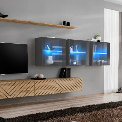 Obývací stěna RIONATA 17 - grafit / dub wotan