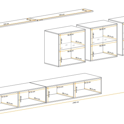 Obývací stěna RIONATA 17 - grafit / dub wotan