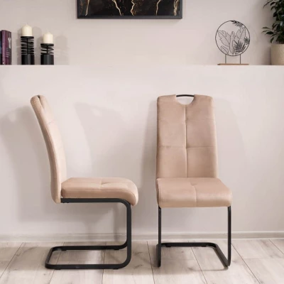Čalouněná jídelní židle KASJA - černá / béžová