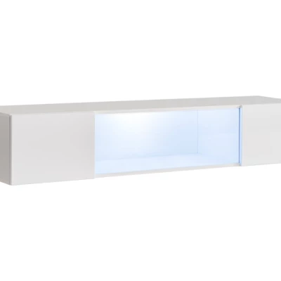 Široká vitrína s LED osvětlením FREYA - bílá