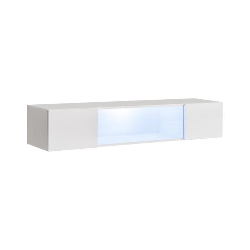 Široká vitrína s LED osvětlením FREYA - bílá