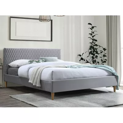 Čalouněná manželská postel NEVIO - 140x200 cm, světle šedá