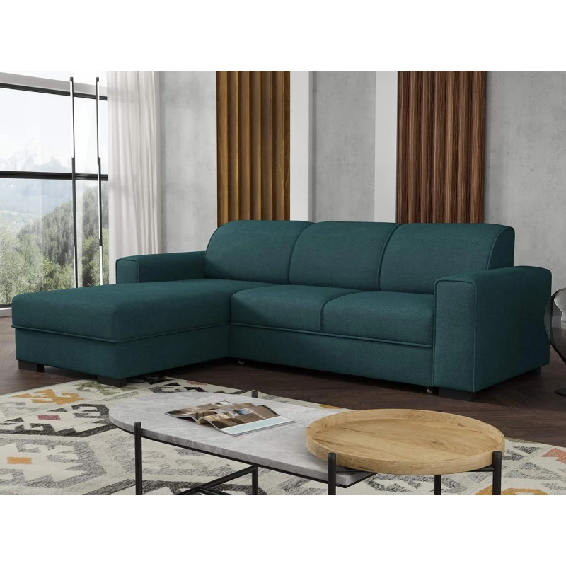 Rohová sedačka na každodenní spaní ROSLYN - modrá, levý roh