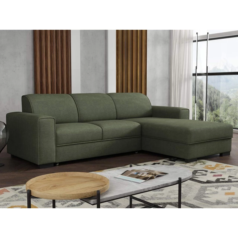 Rohová sedačka na každodenní spaní ROSLYN - zelená, pravý roh