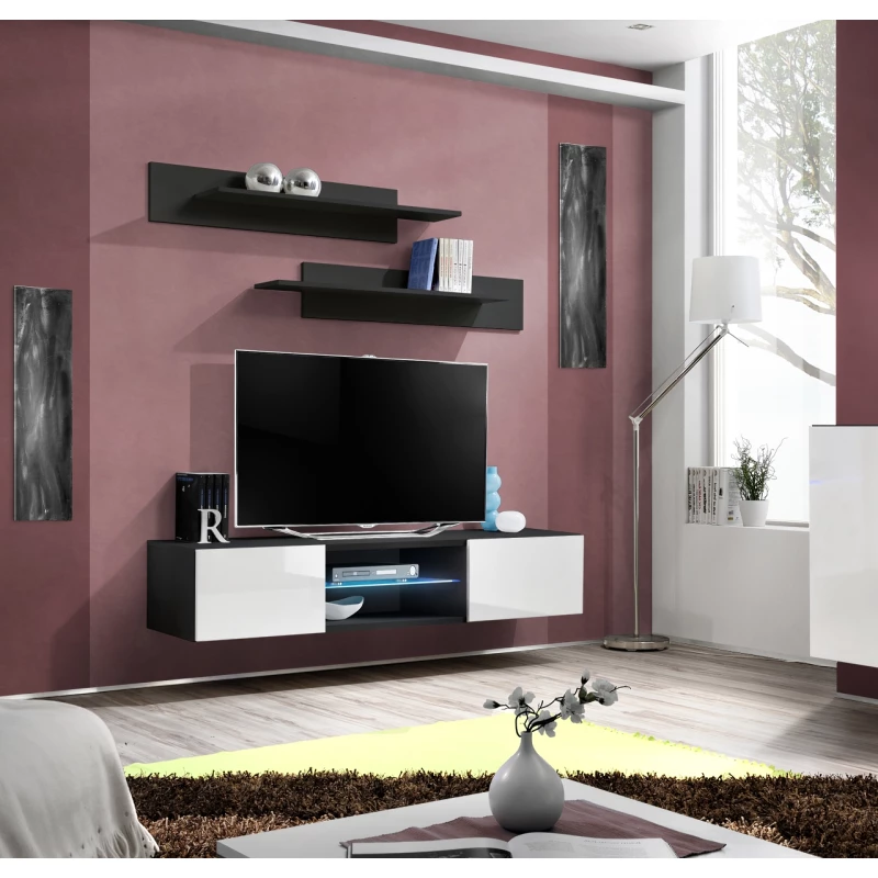 Televizní stolek FREYA - černý / bílý