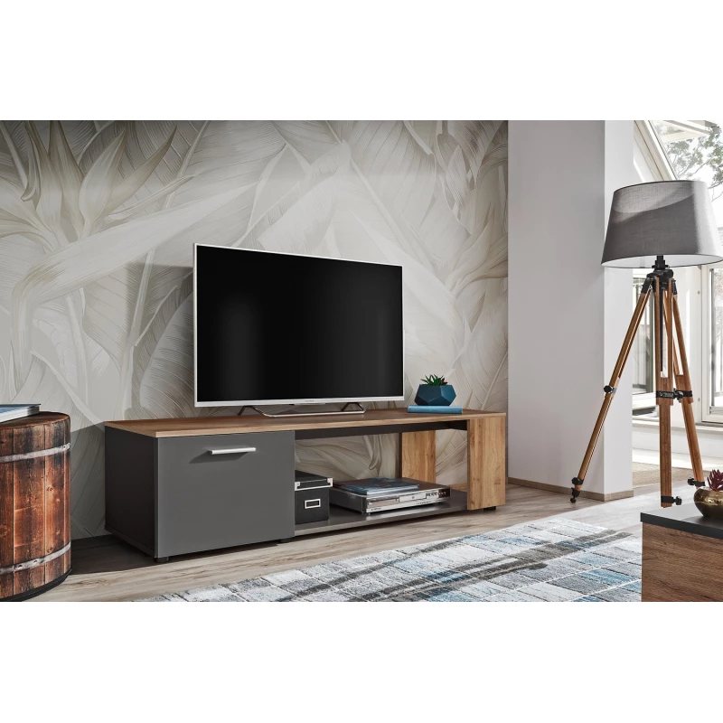 TV stolek BASILIE - černý / dub wotan