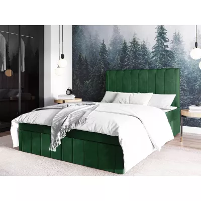 Kontinentální dvojlůžková postel 180x200 MARCIAL - zelená + topper ZDARMA