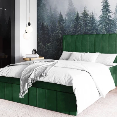 Kontinentální dvojlůžková postel 160x200 MARCIAL - zelená + topper ZDARMA
