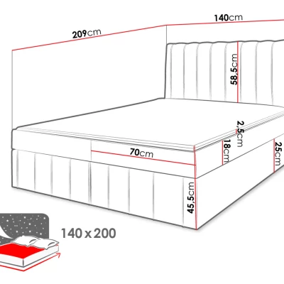 Kontinentální dvojlůžková postel 180x200 MARCIAL - zelená + topper ZDARMA