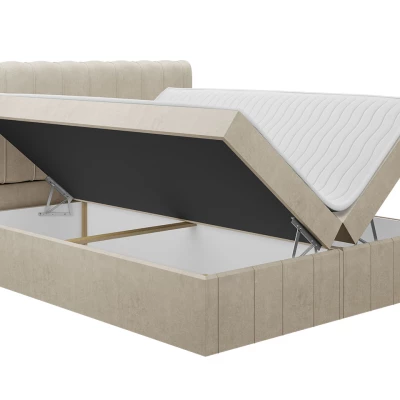 Kontinentální dvojlůžková postel 160x200 MARCIAL - béžová + topper ZDARMA