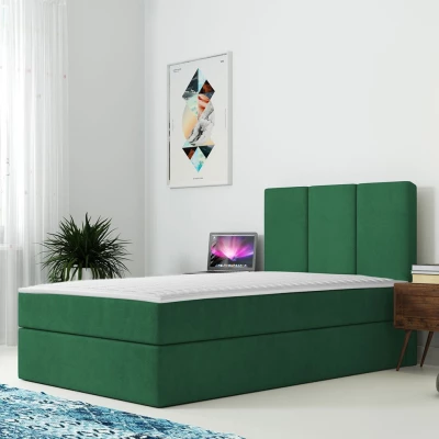 Kontinentální dětská postel 100x200 LOBO - zelená, pravé provedení + topper ZDARMA