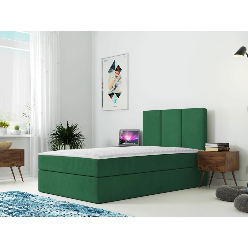 Kontinentální dětská postel 100x200 LOBO - zelená, levé provedení + topper ZDARMA