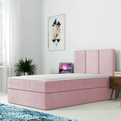 Kontinentální dětská postel 100x200 LOBO - růžová, levé provedení + topper ZDARMA