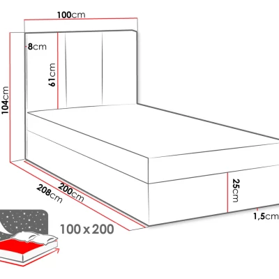 Kontinentální dětská postel 100x200 LOBO - grafitová, levé provedení + topper ZDARMA