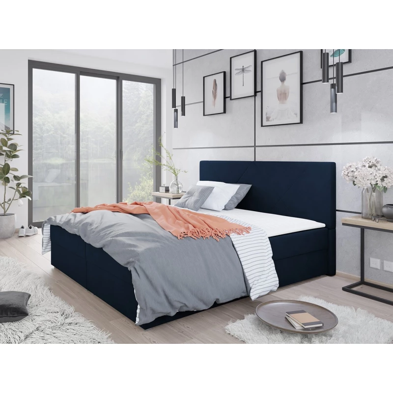 Kontinentální manželská postel 160x200 BALJA 4 - modrá + topper ZDARMA