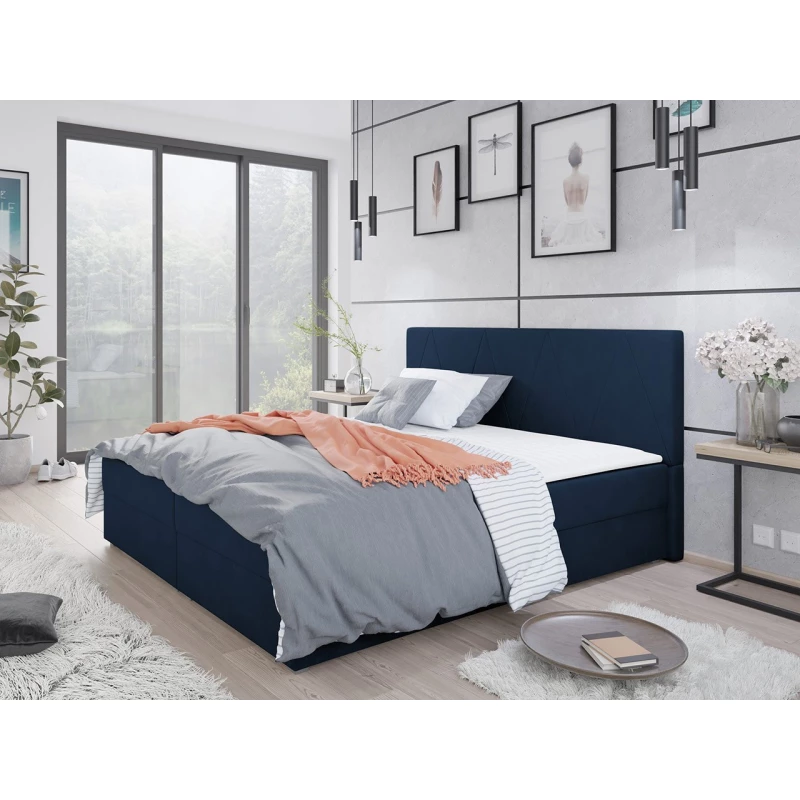 Americká manželská postel 180x200 BALJA 3 - modrá + topper ZDARMA
